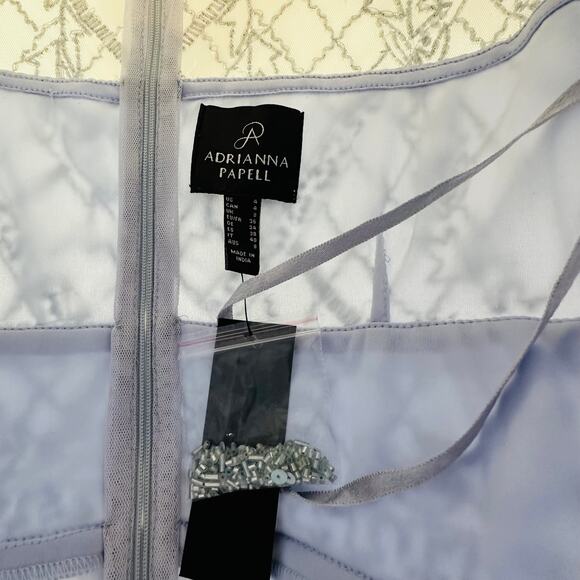 NEW Adrianna Papell Beaded Mesh Chiffon Gown in the Color Sernenity - Picture 4 of 10